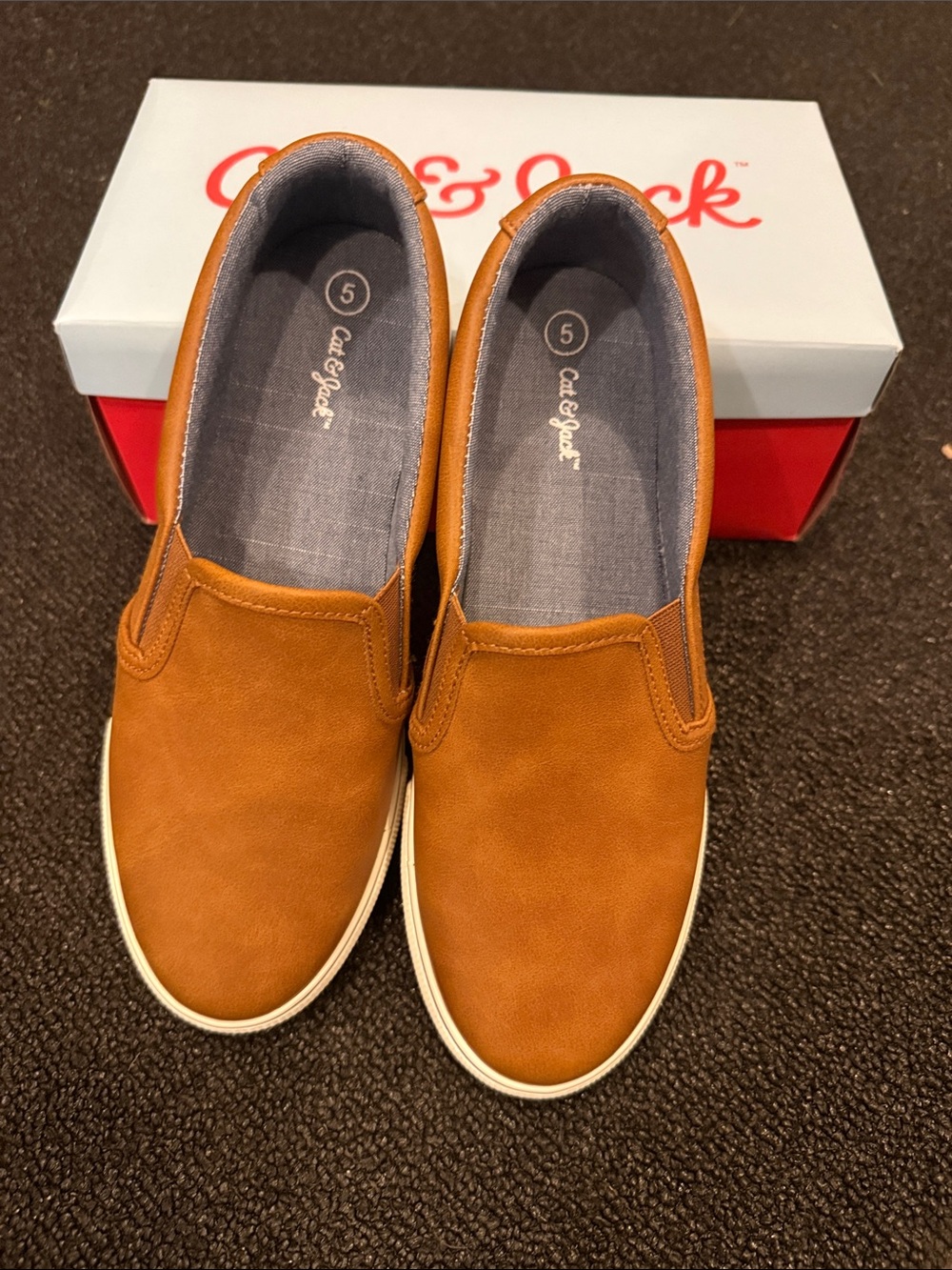 Cat & Jack Big Kids Slip-On Loafers in Brown Tan